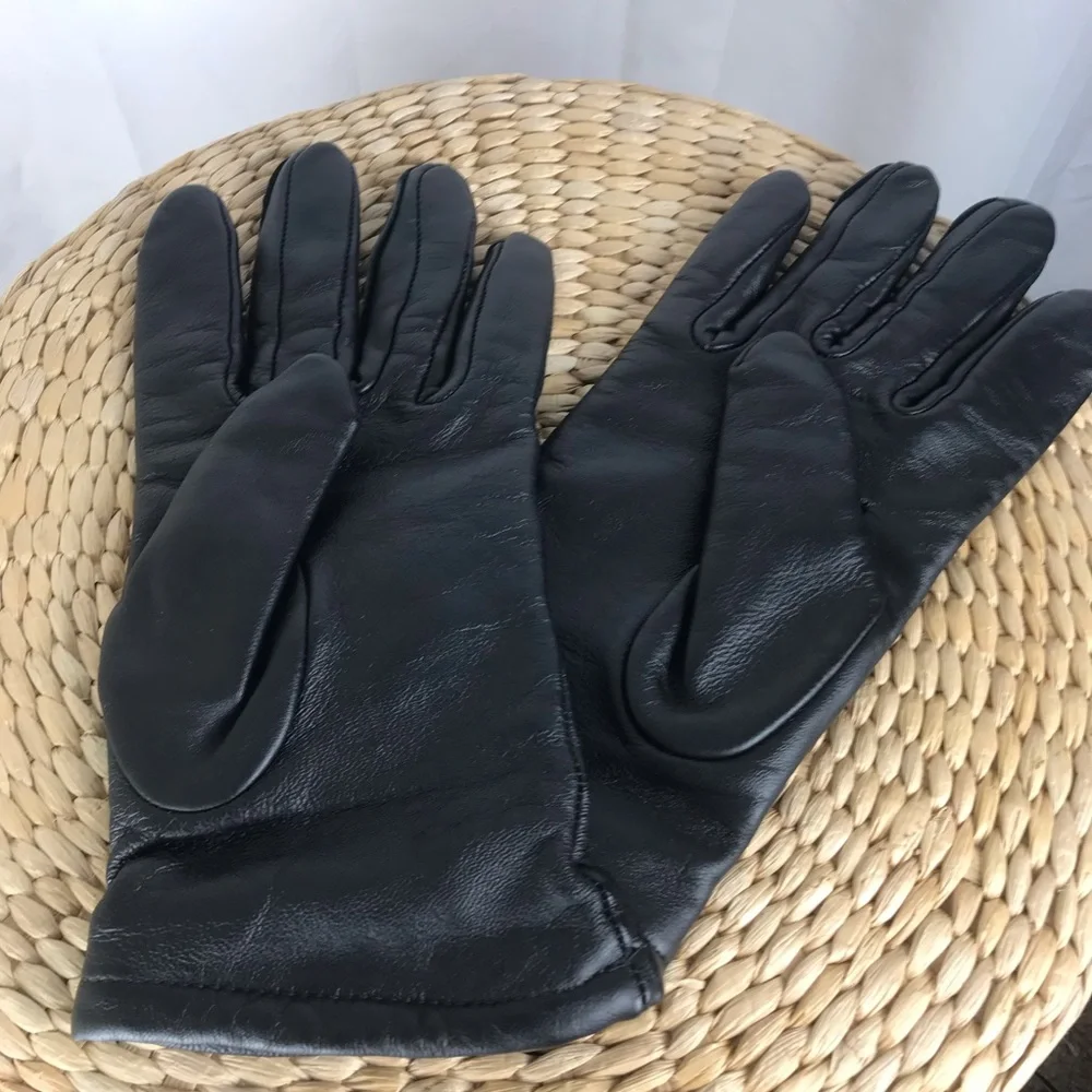 Black Leather Gloves Size 7